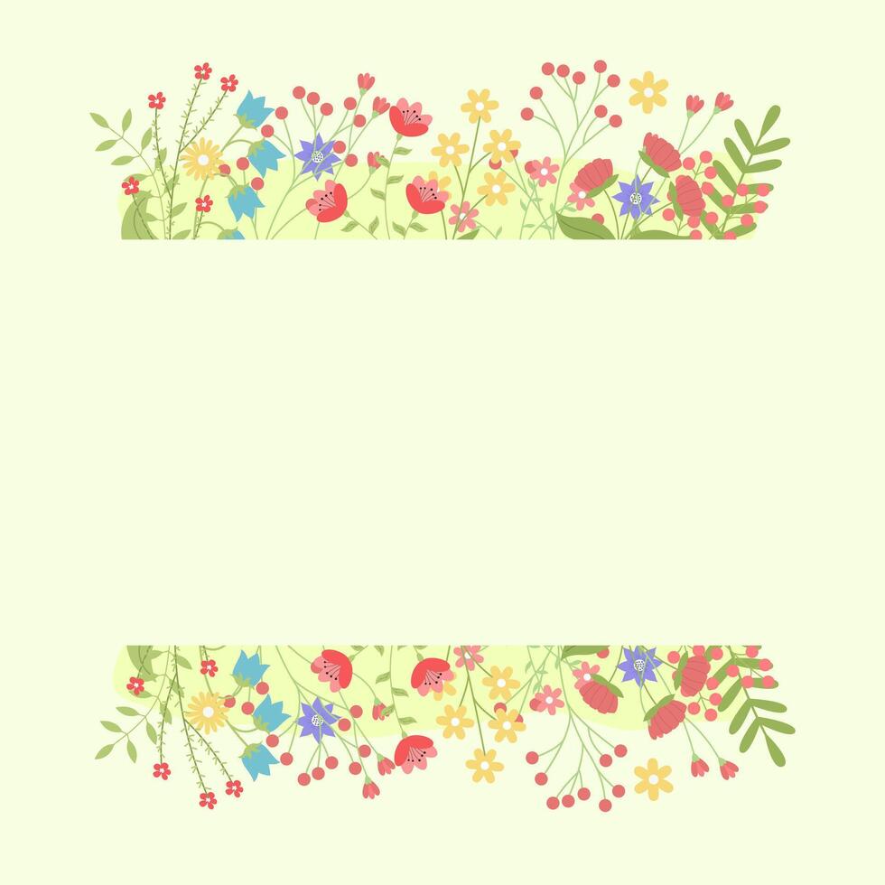 Spring background with flowers and plants for your creativity, for banners, for wedding invitations and for congratulations on spring and Easter vector