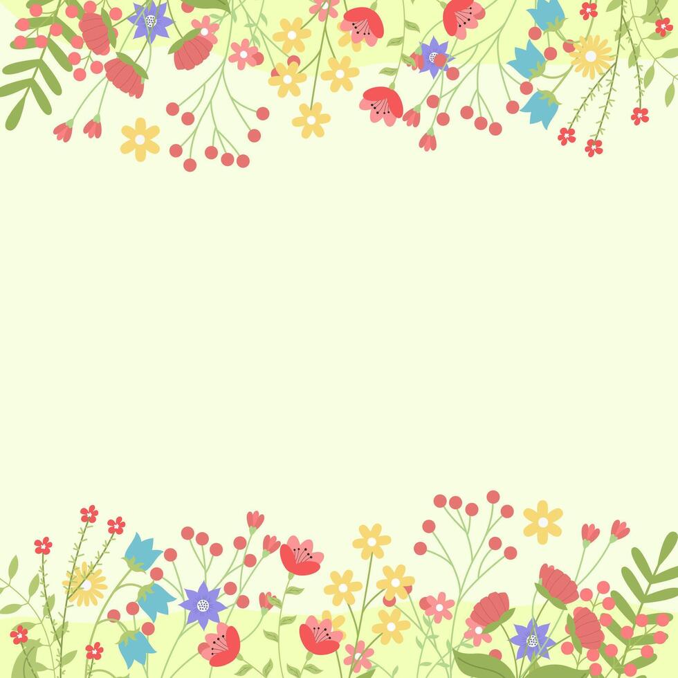 Spring background with flowers and plants for your creativity, for banners, for wedding invitations and for congratulations on spring and Easter vector