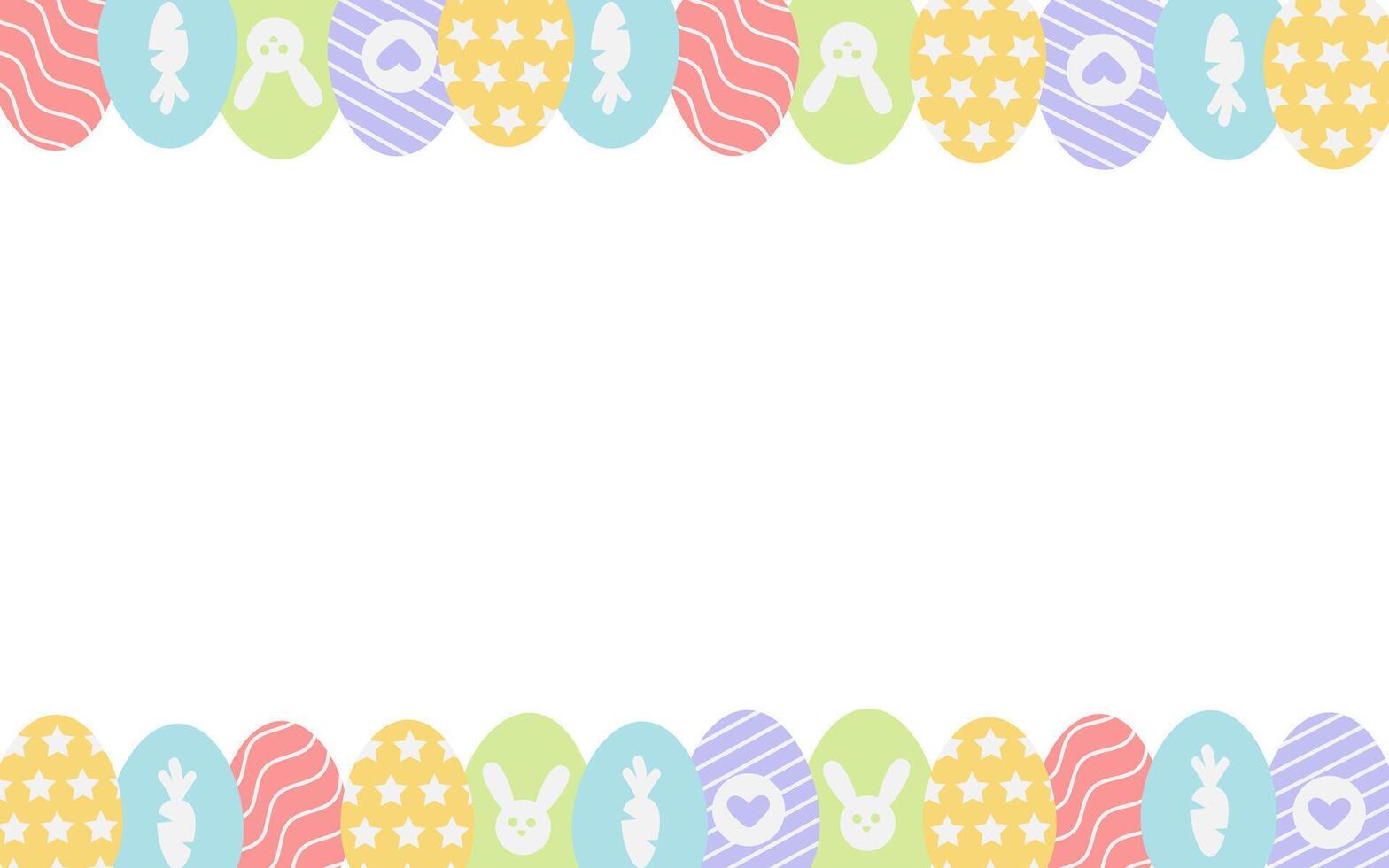 Happy Easter greeting card with colorful eggs in pastel colors for banners, for wedding invitations and for congratulations on spring and Easter vector