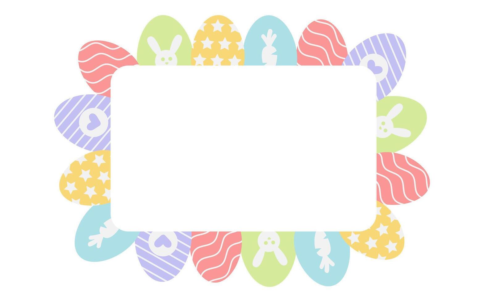 Background with Easter eggs in pastel colors with an insert for text, banners, congratulations on spring and Easter vector