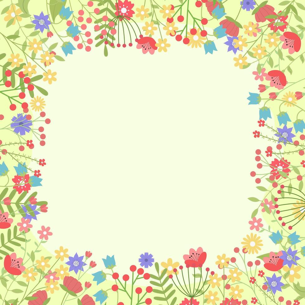 Spring background with flowers and plants for your creativity, for banners, for wedding invitations and for congratulations on spring and Easter vector