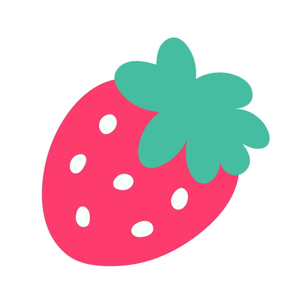 Cute hand drawn strawberry isolated on white background. Vector children's illustration for print.