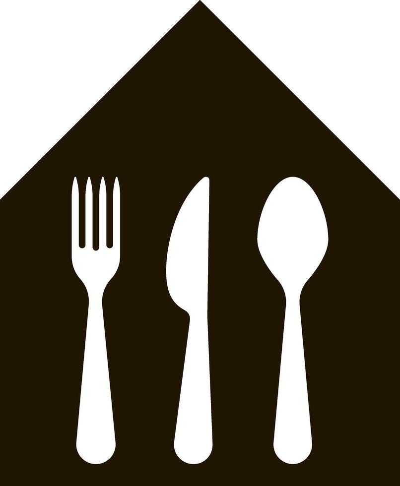 Dining hause Food Center Court Service Canteen or Restaurant Spoon knif fork vector icon