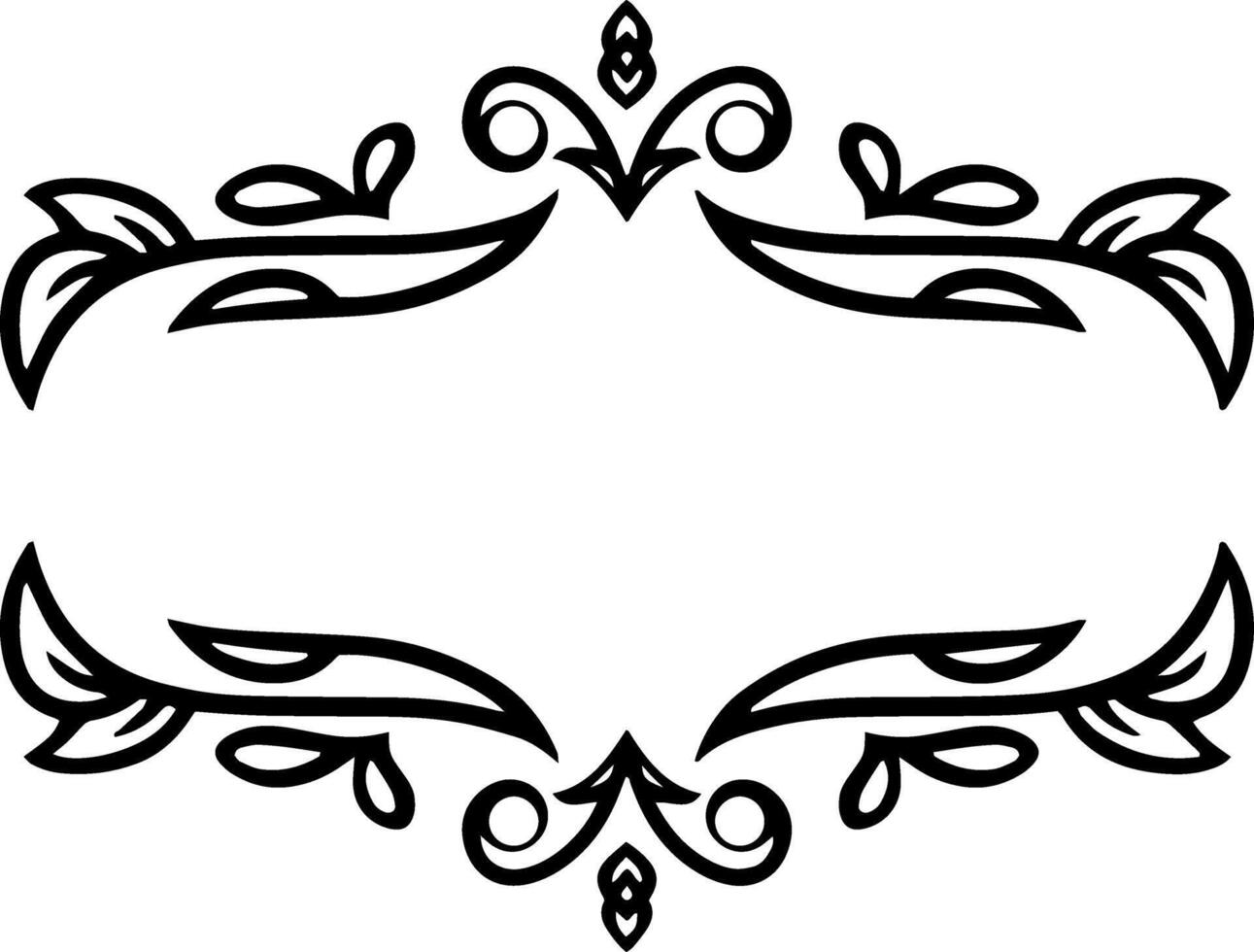 Vintage element Damask frame border pattern Engraving stencil Vector illustration