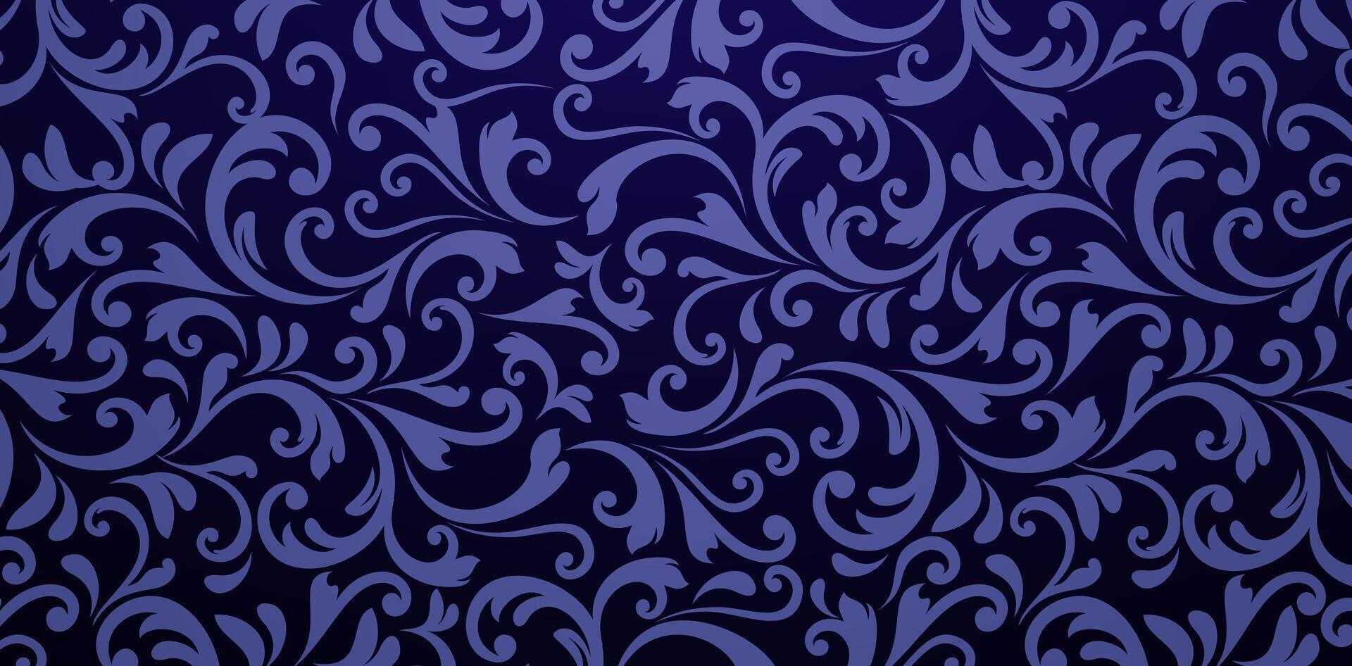 dark blue colors damask seamless pattern elements. Elegant luxury texture for wallpapers, backgrounds and pages fill, Fashionable modern wallpapers or textiles, books covers prints, Digital interfaces vector