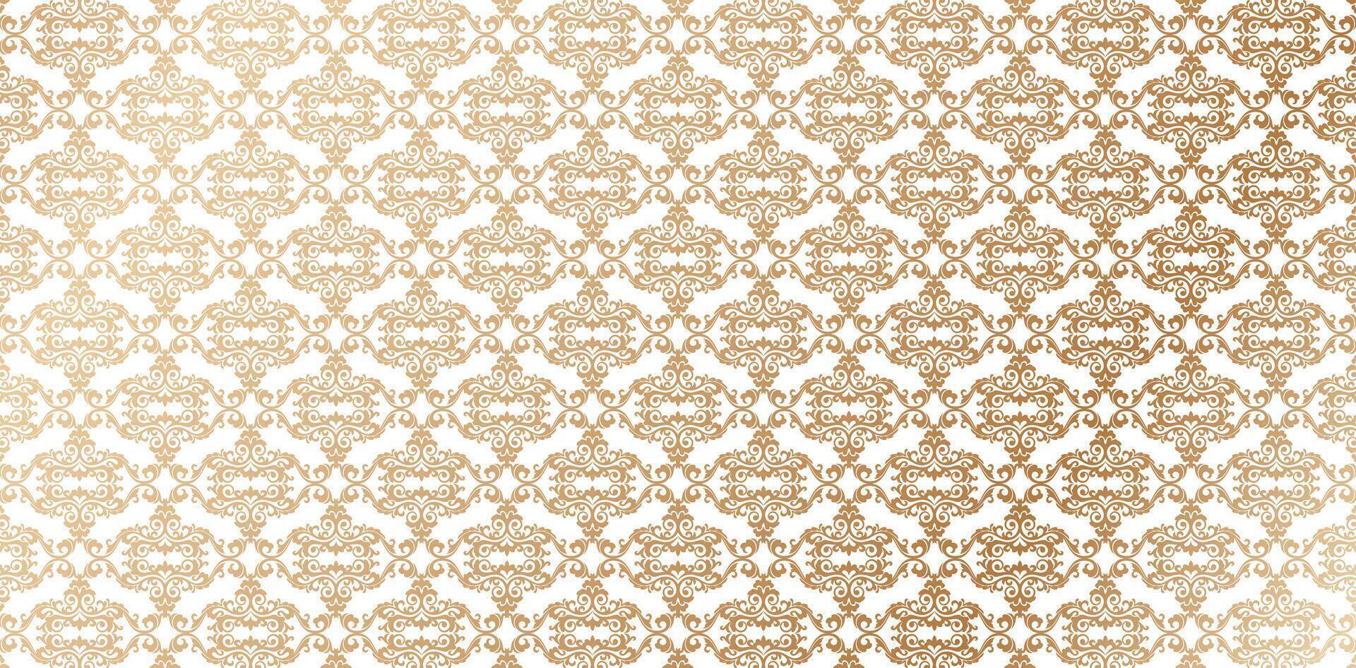seamlessly damask wallpaper pattern golden colors isolated white backgrounds victorian style for Fashionable modern wallpaper or textiles, books cover, Digital interfaces, print design wrapping papers vector