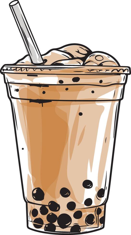 Fresh Sweet Boba Tapioca Pearls Delight, Asian Beverage Indulgence vector