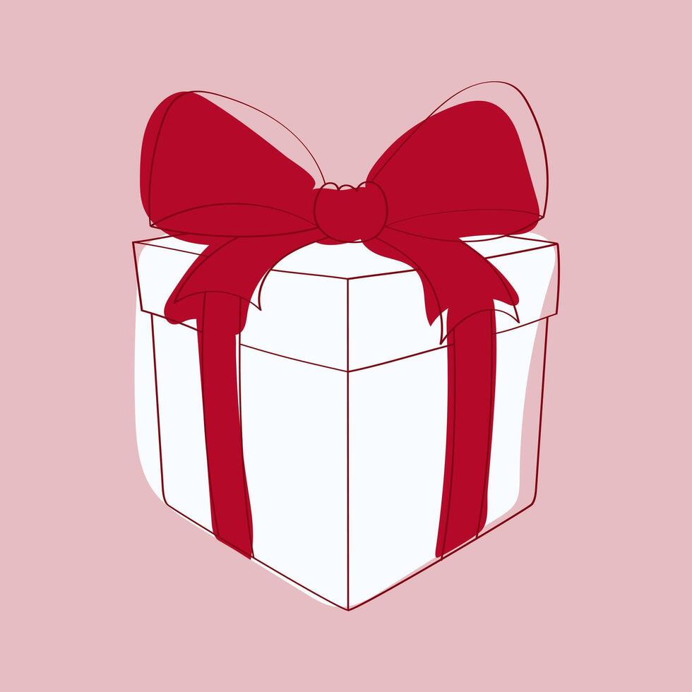 A white cardboard box with a vibrant red bow on top, adds a touch of elegance and festivity to the packaging. The box appears to be hand-painted with a doodle design vector