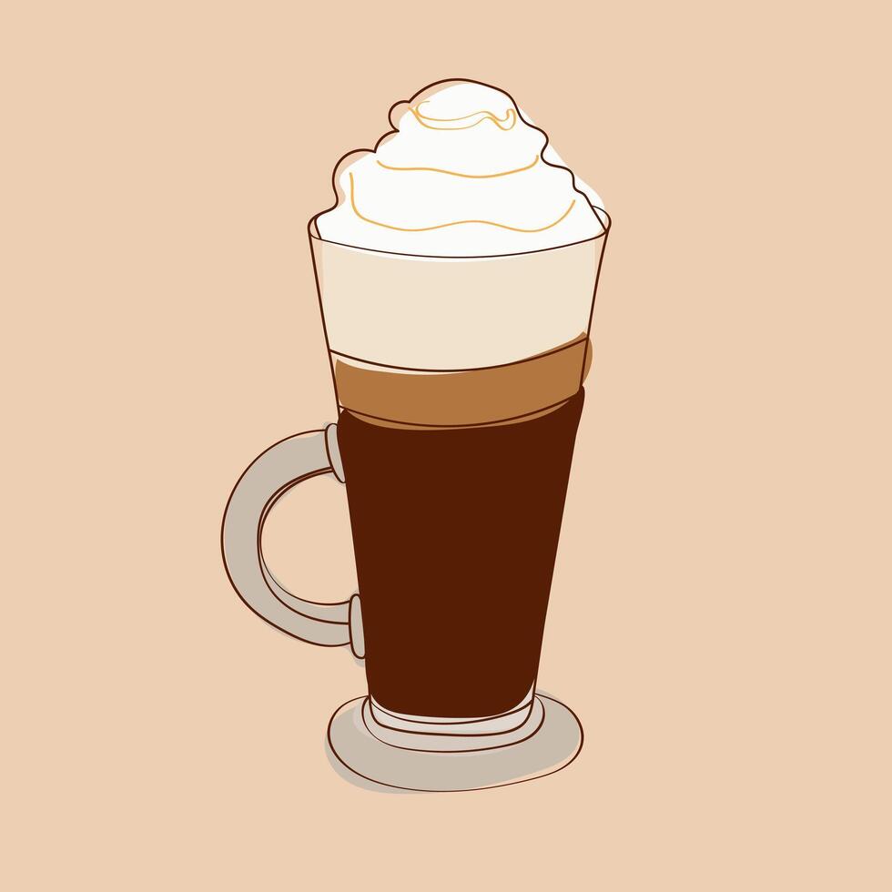 A cup of coffee with whipped cream piled on top, ready to be enjoyed by the viewer. The creamy texture of the whipped cream contrasts with the dark liquid below, creating an inviting appearance vector