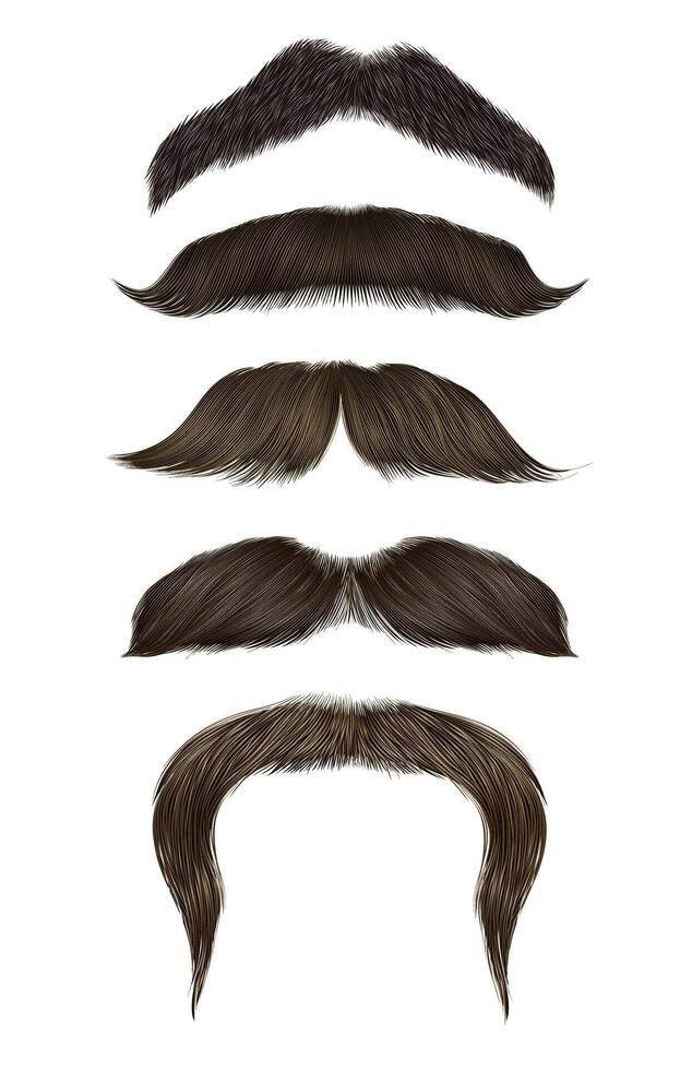 set vector mustache different colors.