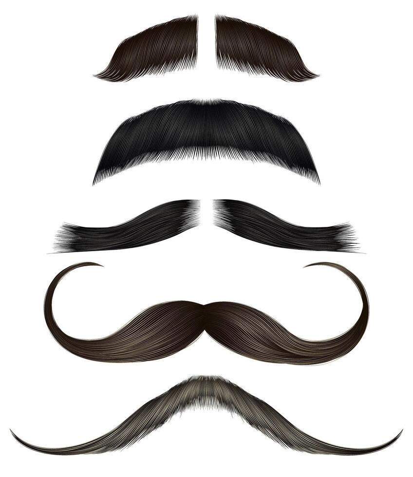 set vector mustache different colors.