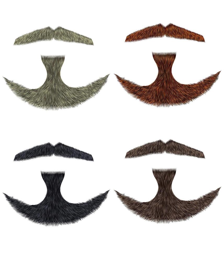 conjunto vector barba y Bigote diferente colores.