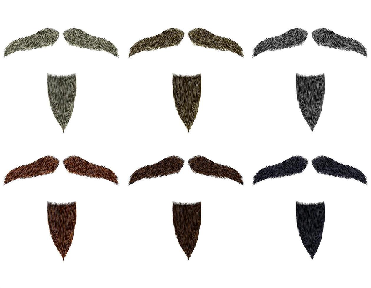 set long  beard and mustache different colors.fashion beauty style . vector