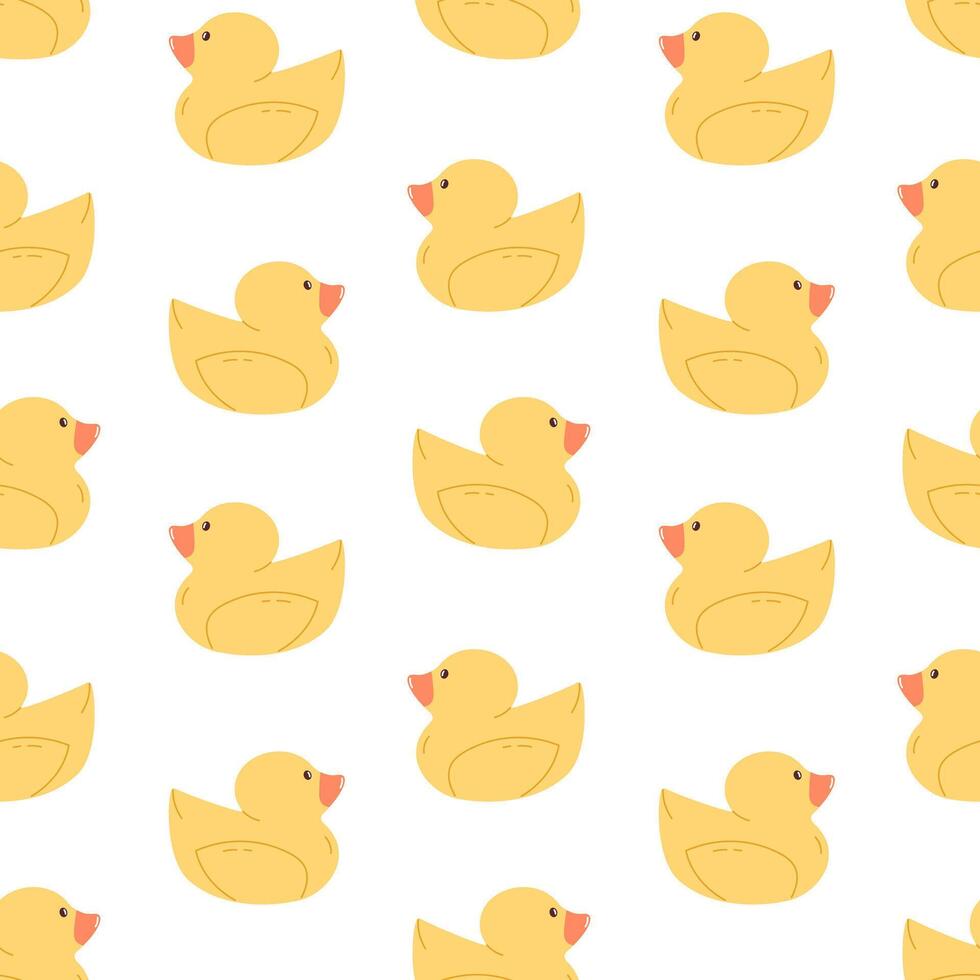 Rubber duck seamless pattern. Flat vector illustration