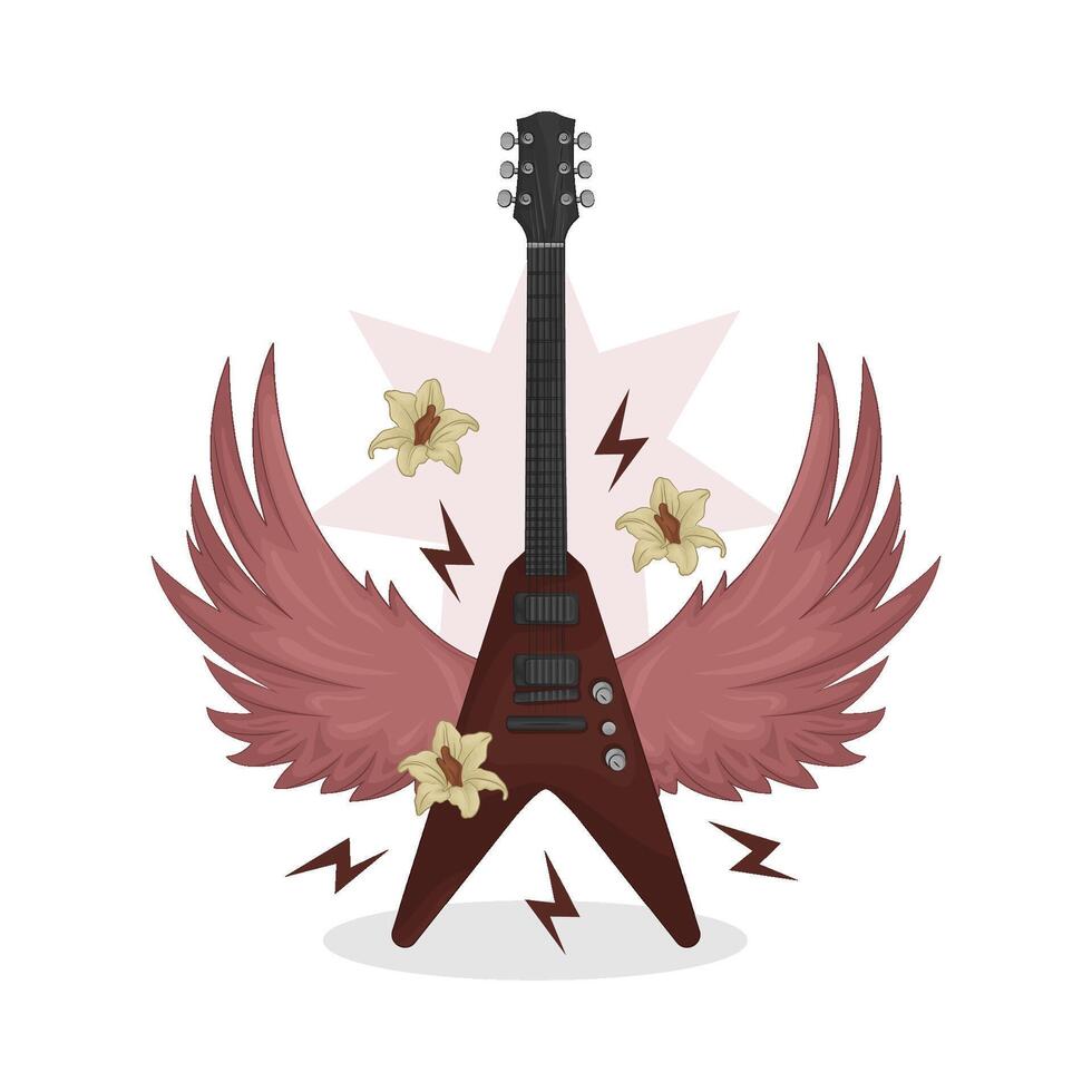 ilustración de eléctrico guitarra con alas vector