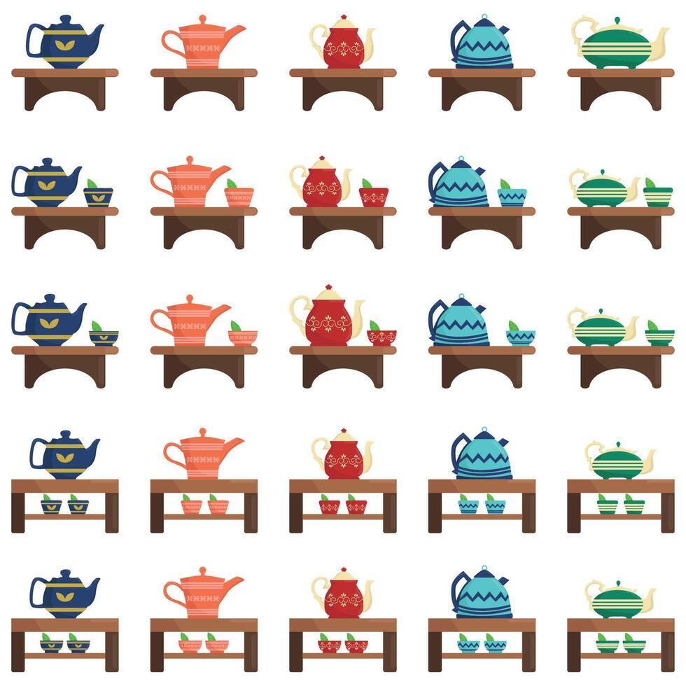 Illustration of teapot pack vector