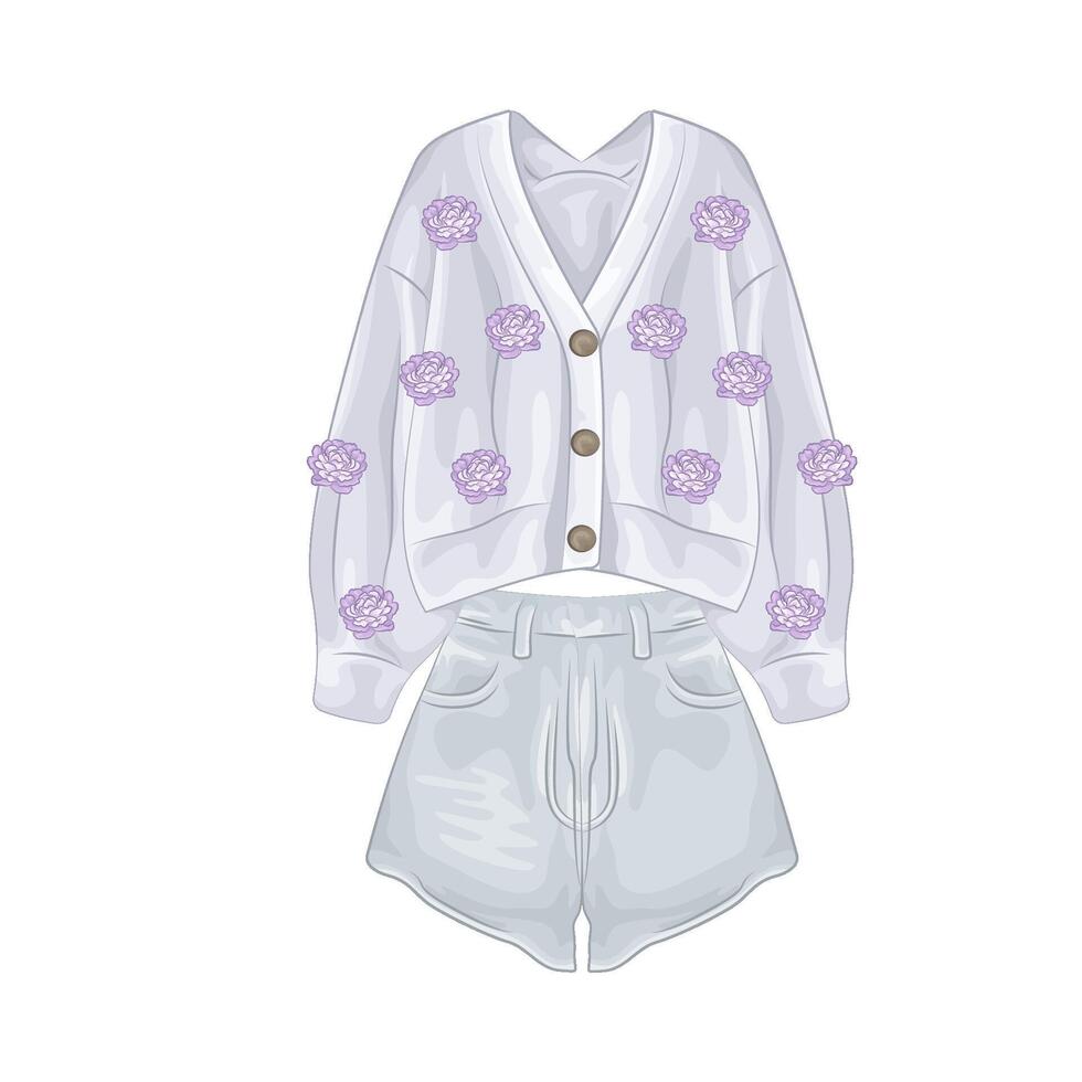 Illustration of  knitted cardigan vector