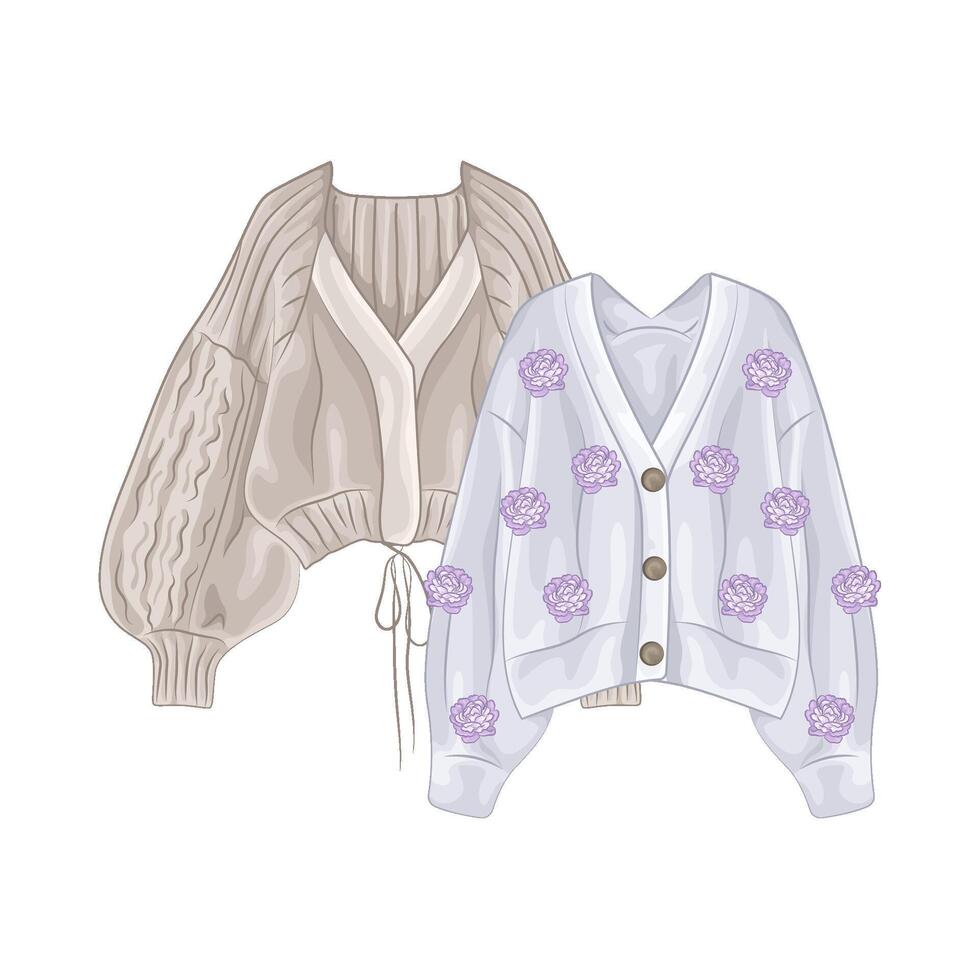 Illustration of  knitted cardigan vector