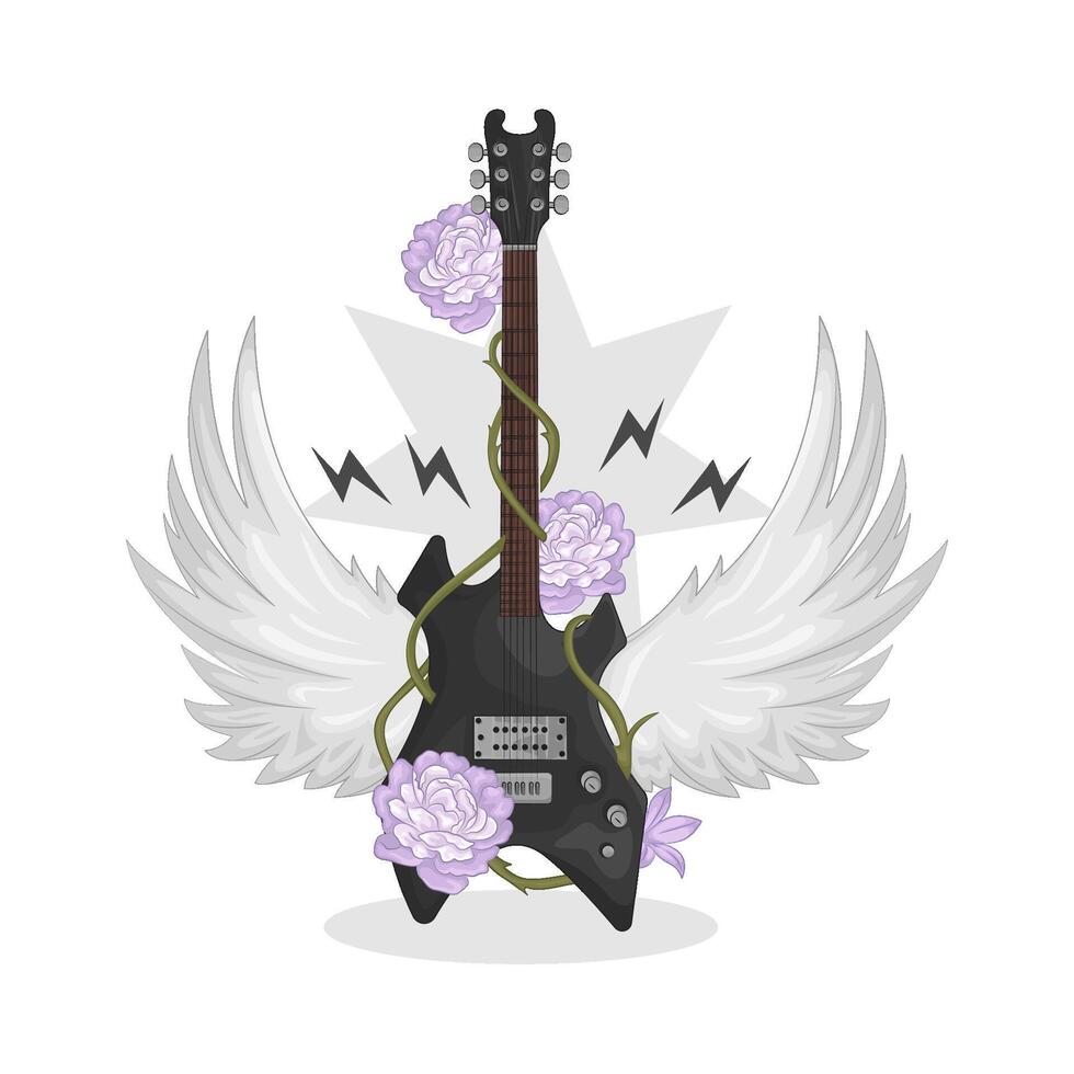 ilustración de eléctrico guitarra con alas vector