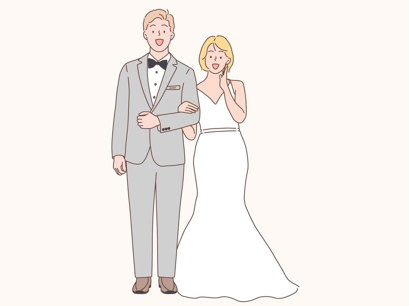 married couple. Hand drawn style vector design illustrations