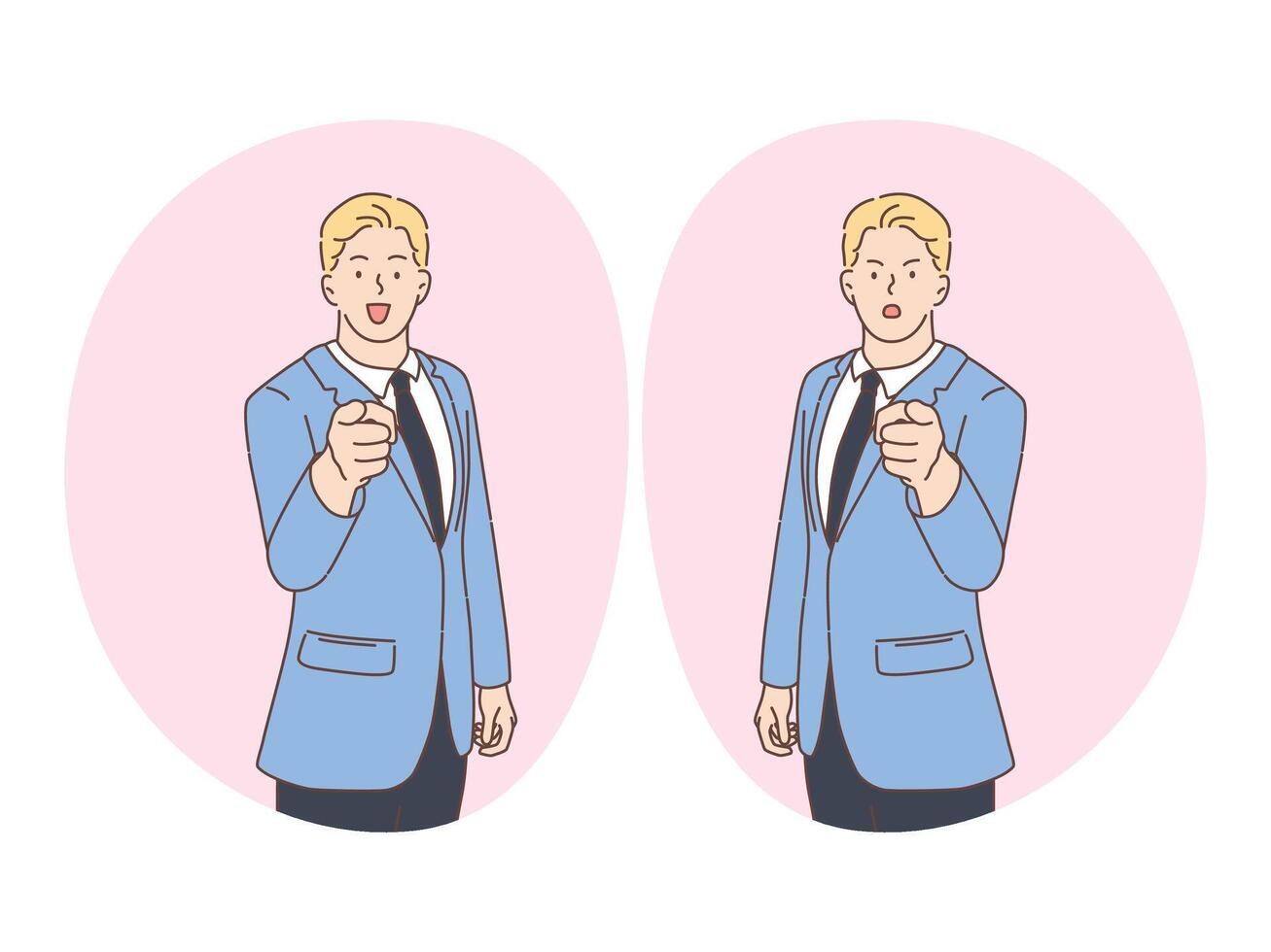 businessman angry and smiling while pointing vector
