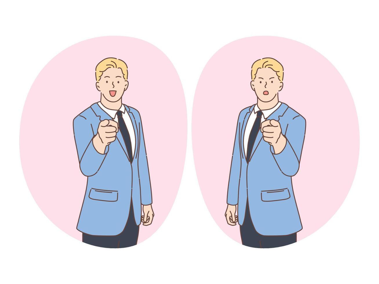 businessman angry and smiling while pointing vector