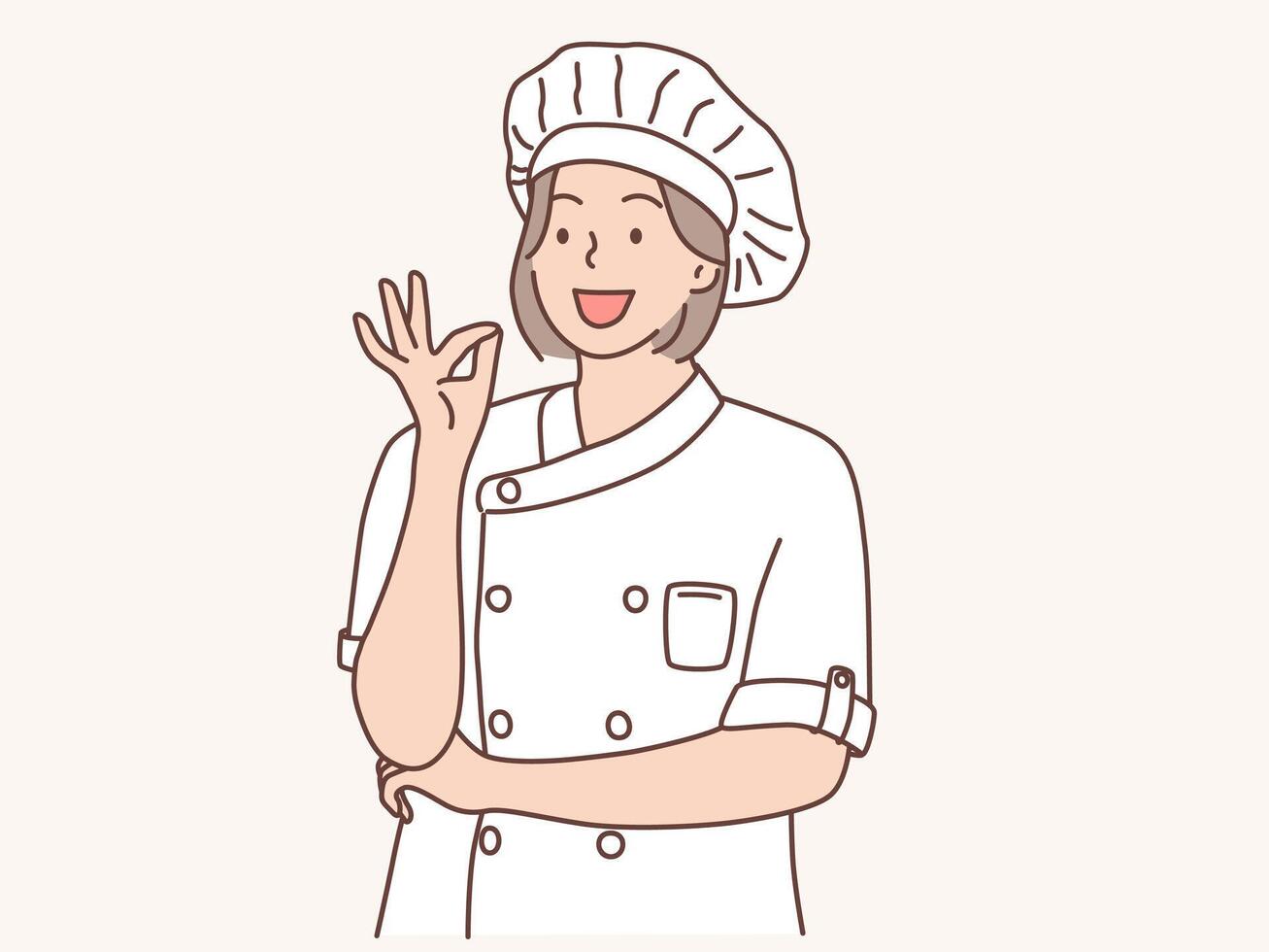 female chef with okay gestures vector