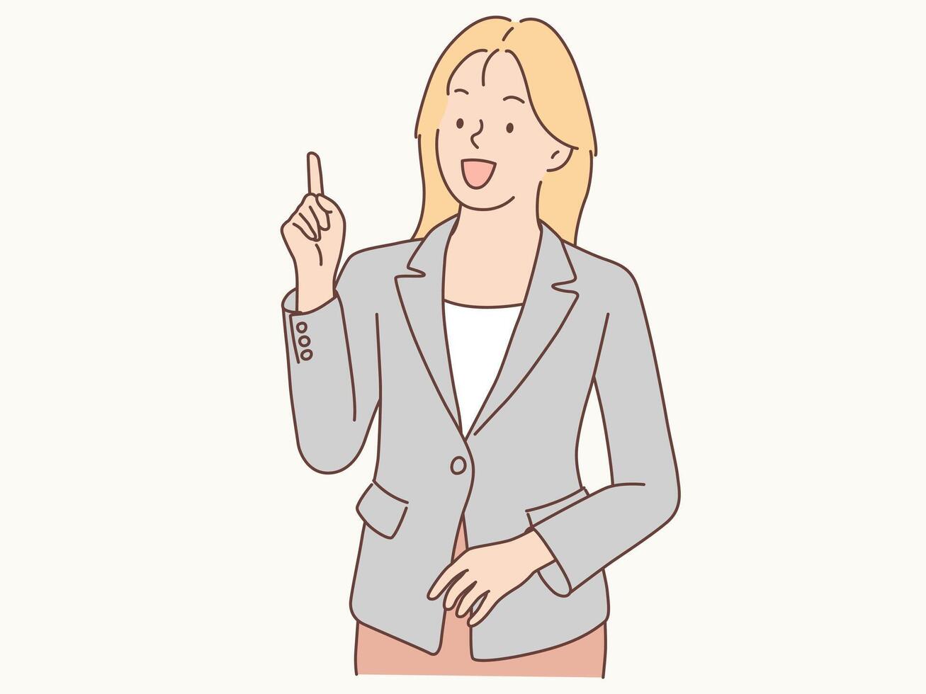 Smiling woman showing a good offer Vector illustration.