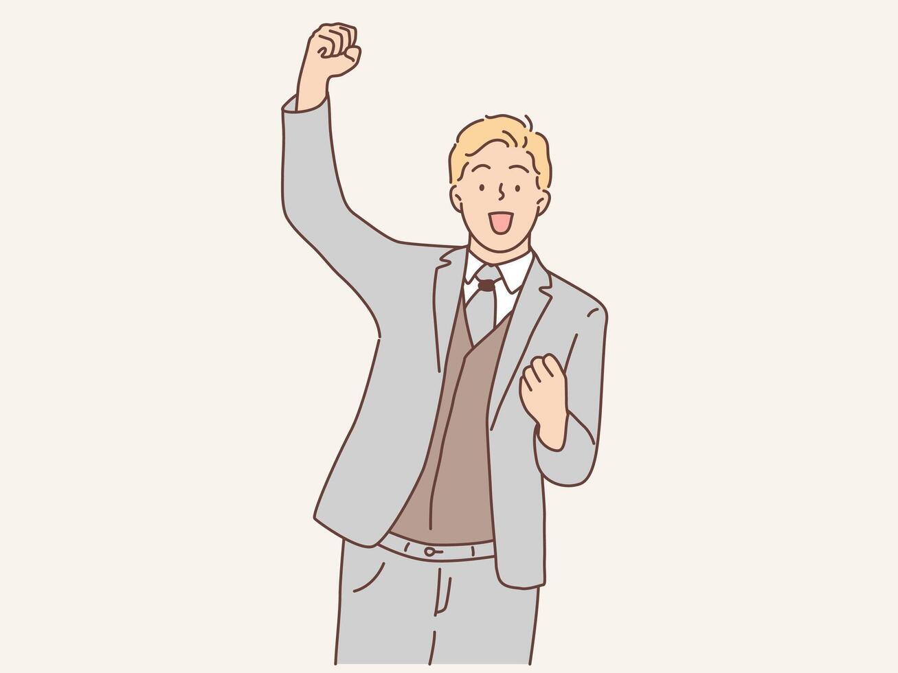 businessman celebrating success vector illustration