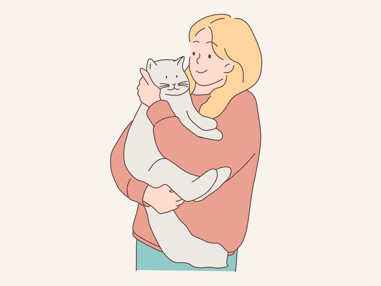 woman holding a cat vector illustration