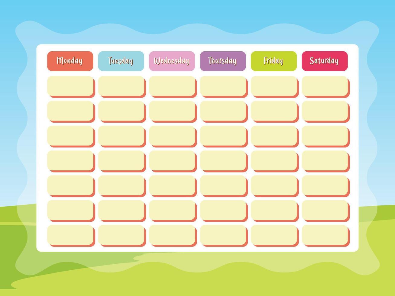 Colorful school timetable for kids. School timetable for children. vector