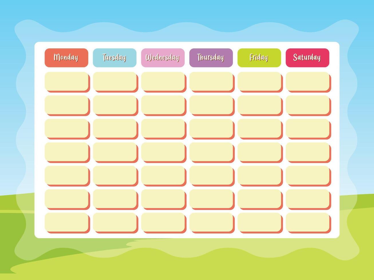 Colorful school timetable for kids. School timetable for children. vector