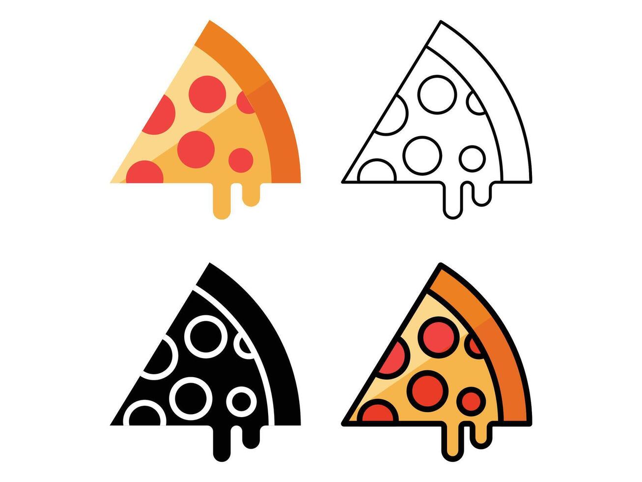 Set of slices pizza vector icon illustration