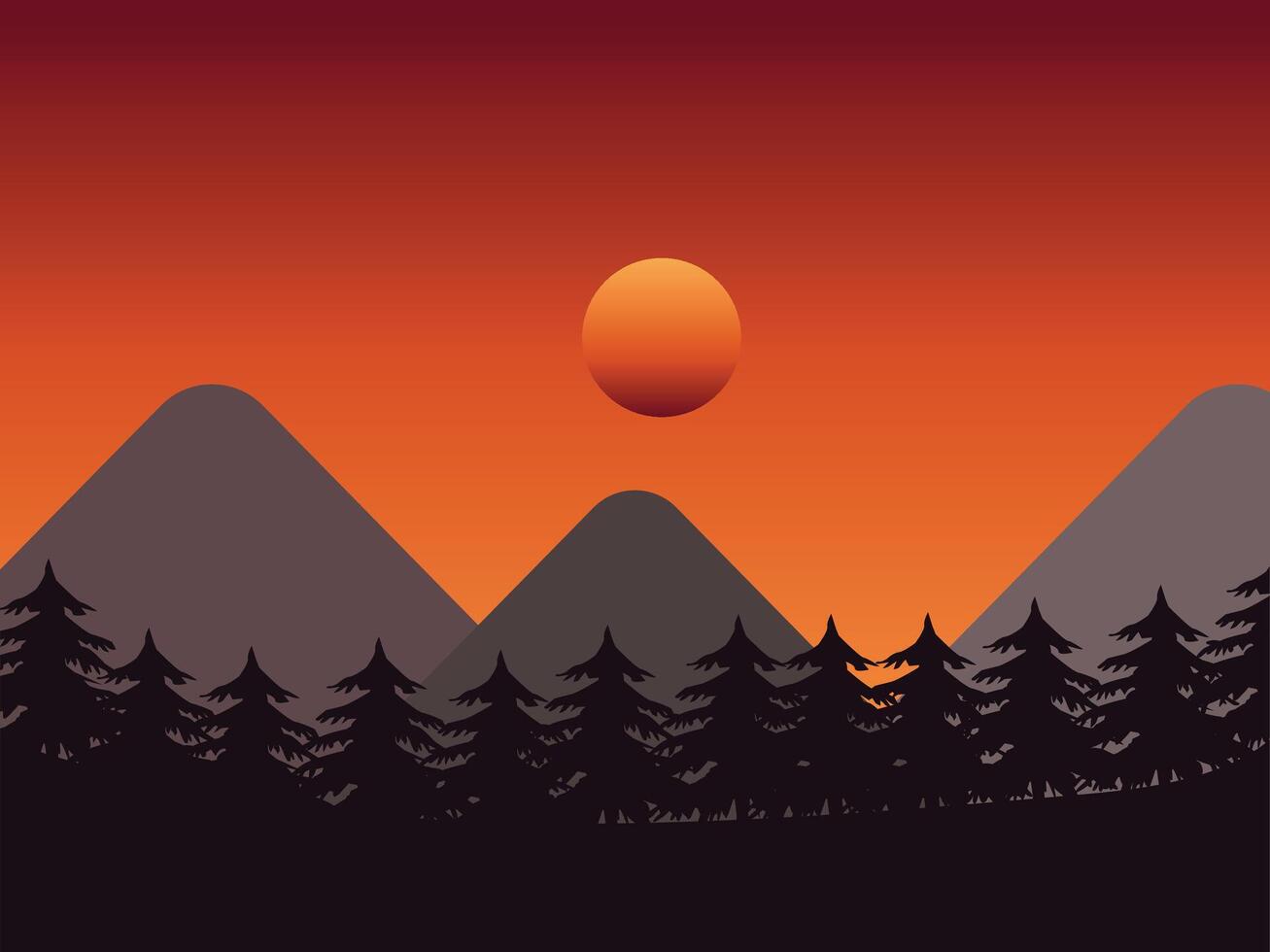 abstract beautiful silhouette sunset landscape vector