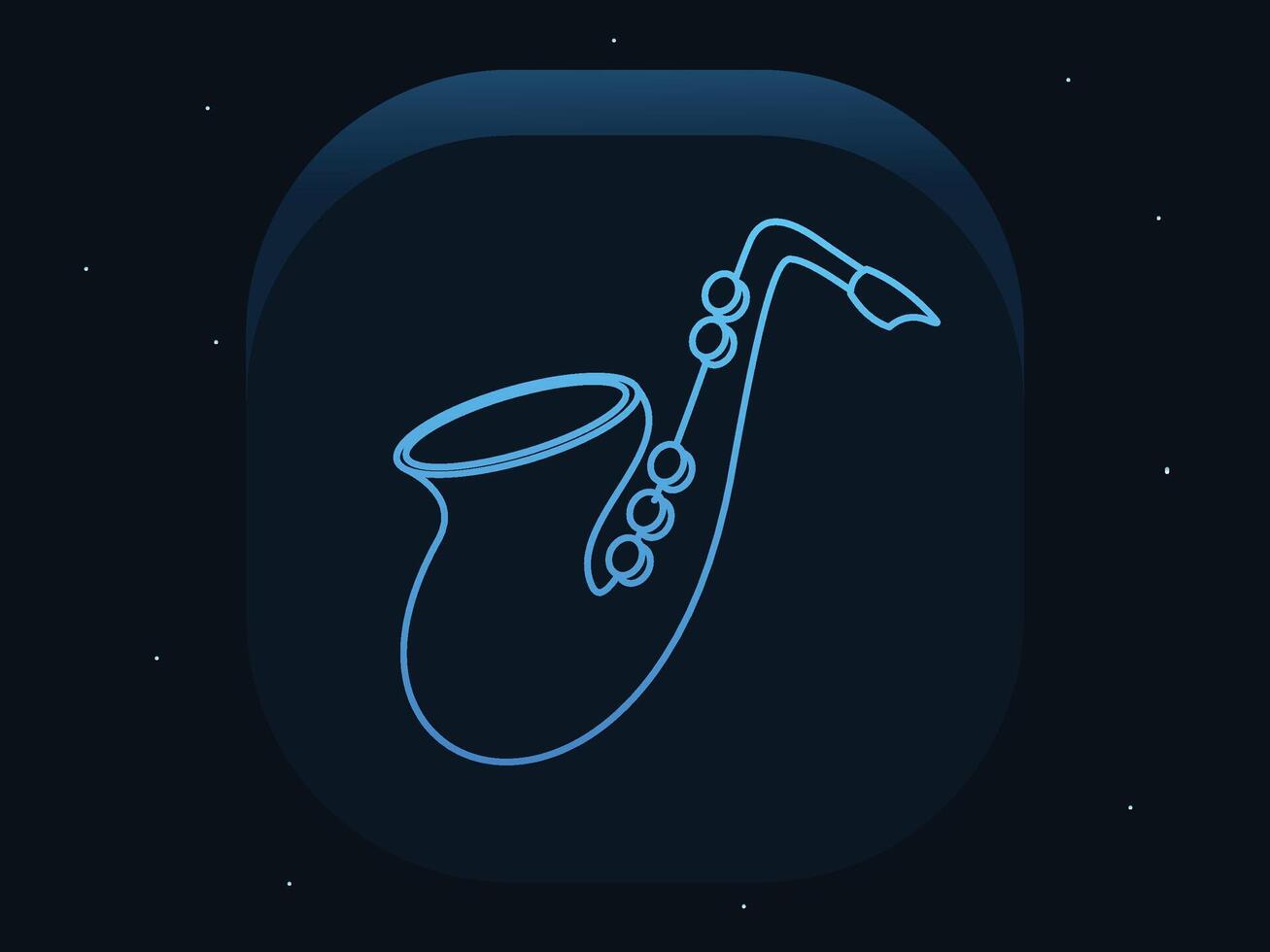 Musical saxophone line icon on dark blue vector
