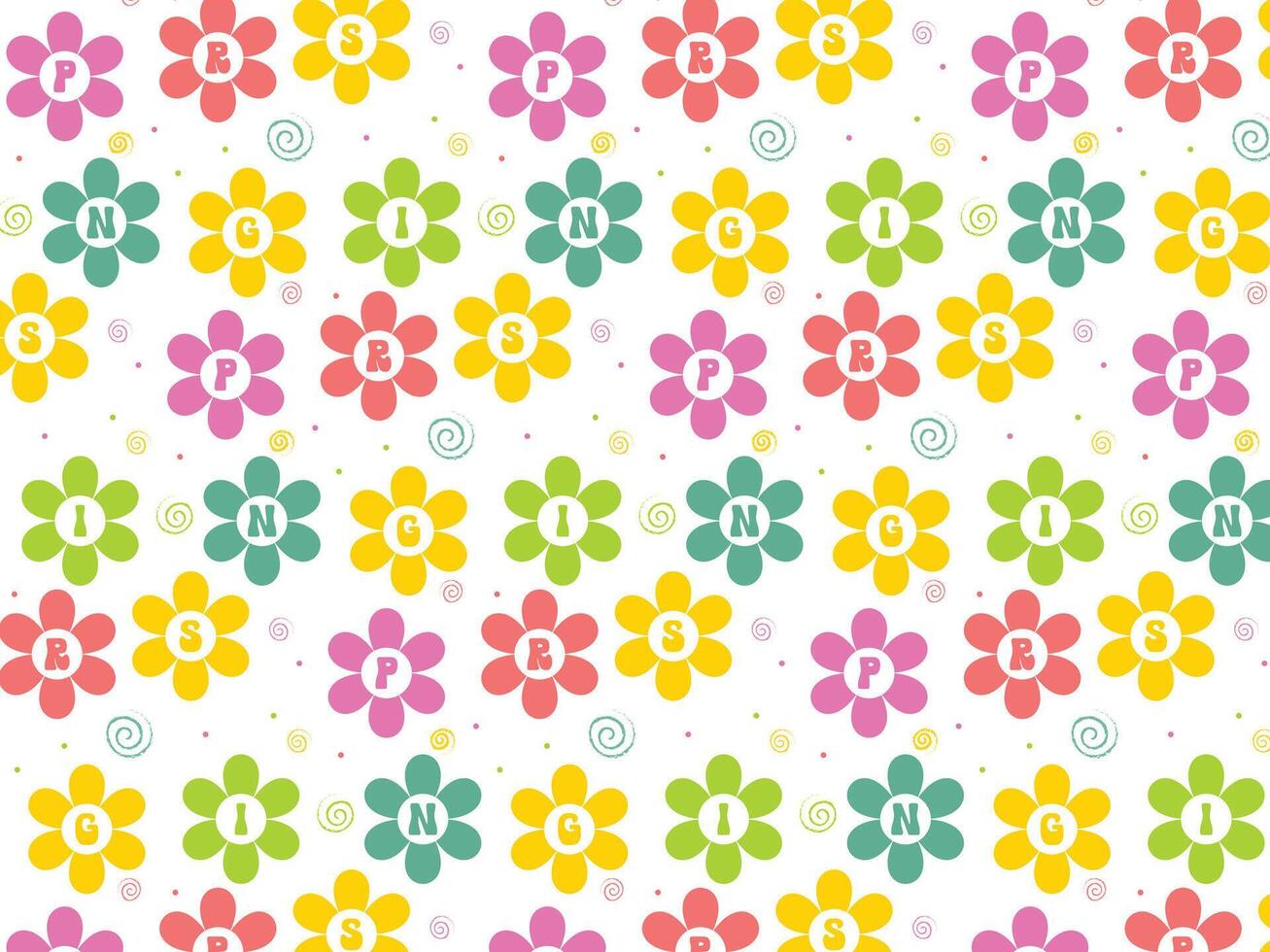 Abstract retro spring lettering background pattern vector