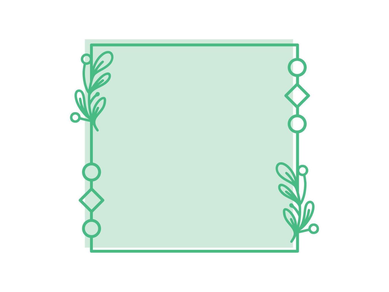 Abstract green with leaf frame shape flat design vector
