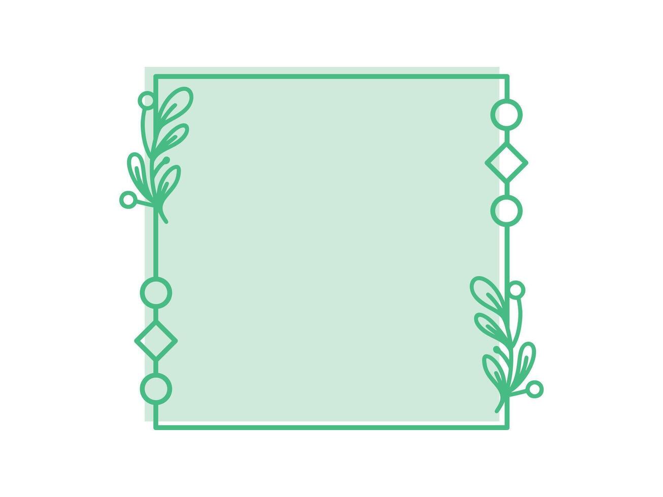 Abstract green with leaf frame shape flat design vector