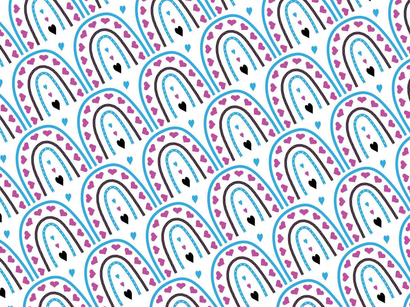 Seamless abstract hand-drawn boho rainbow background pattern vector