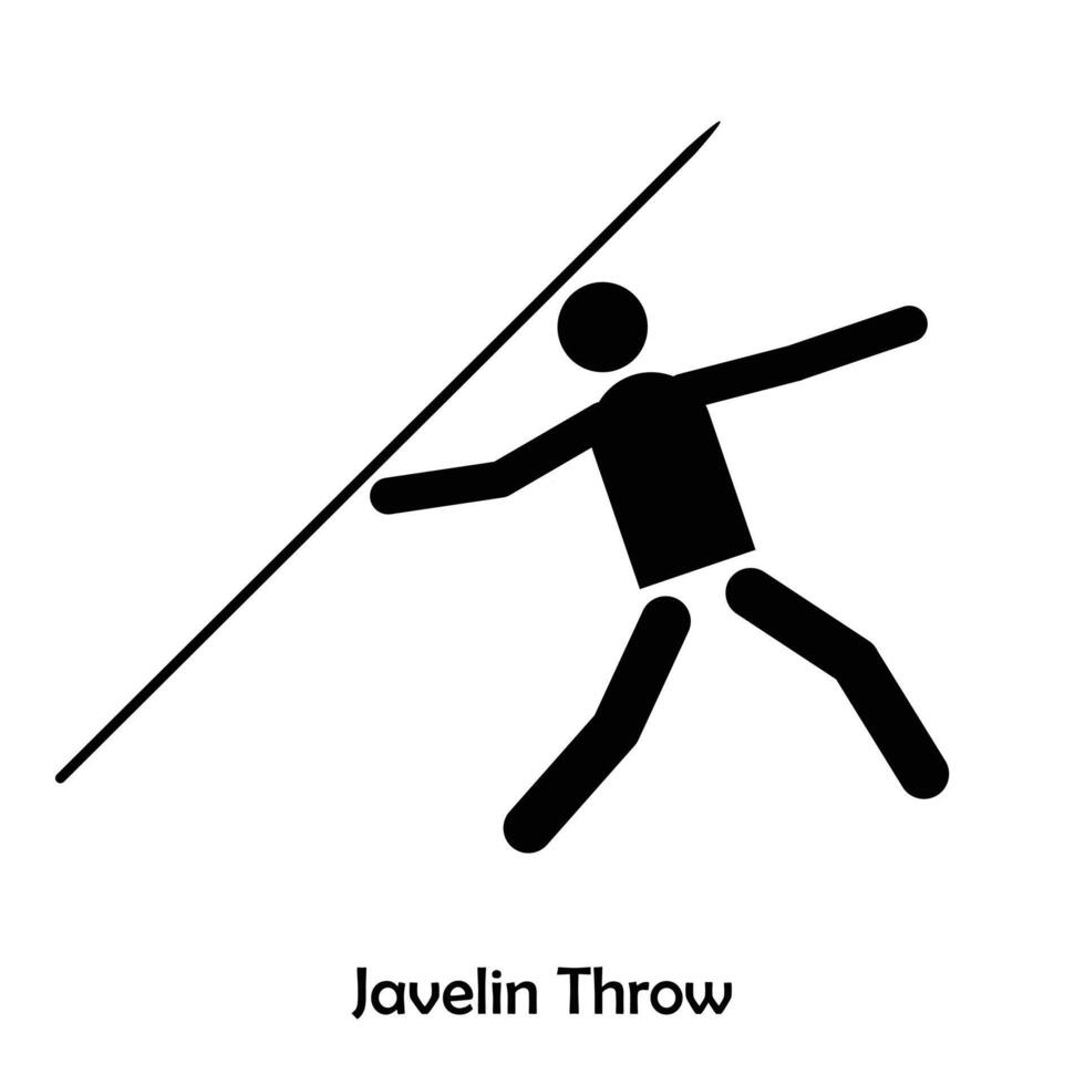 Javelin Throw flat black icon vector isolated on white background.  Olympic Sports.