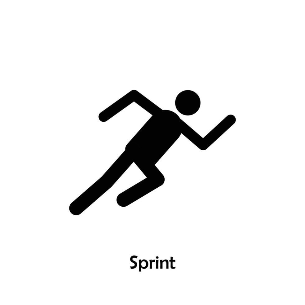 Sprint flat black icon vector isolated on white background.  Olympic Sports.