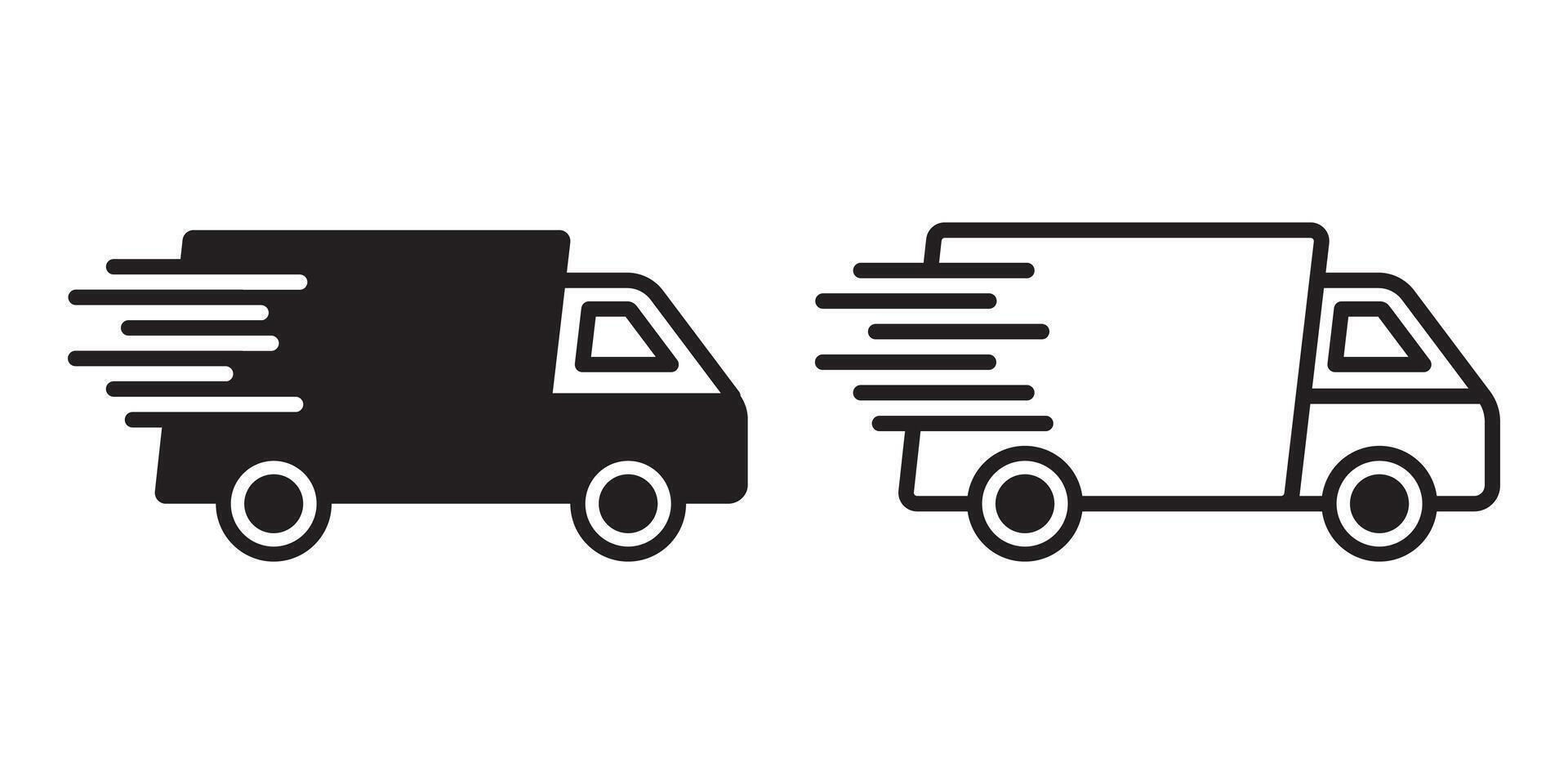 Delivery Truck icon. Express delivery trucks icons. Fast shipping truck. Free delivery 24 hours. Speedy delivery van, Logistic trucking sign. vector