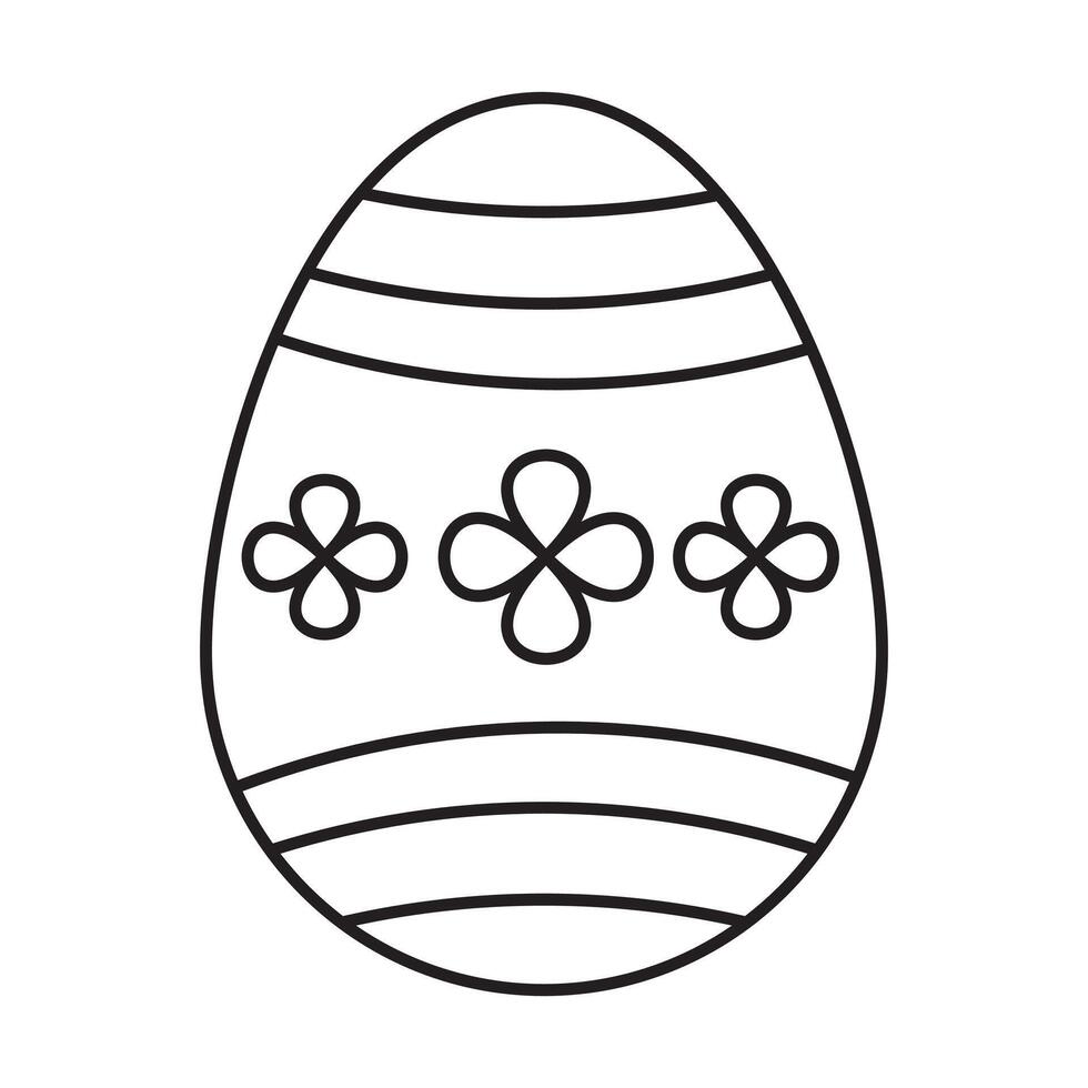 Easter Eggs in black and white outline, ester eggs icon, Easter day element. Vector illustration of egg.