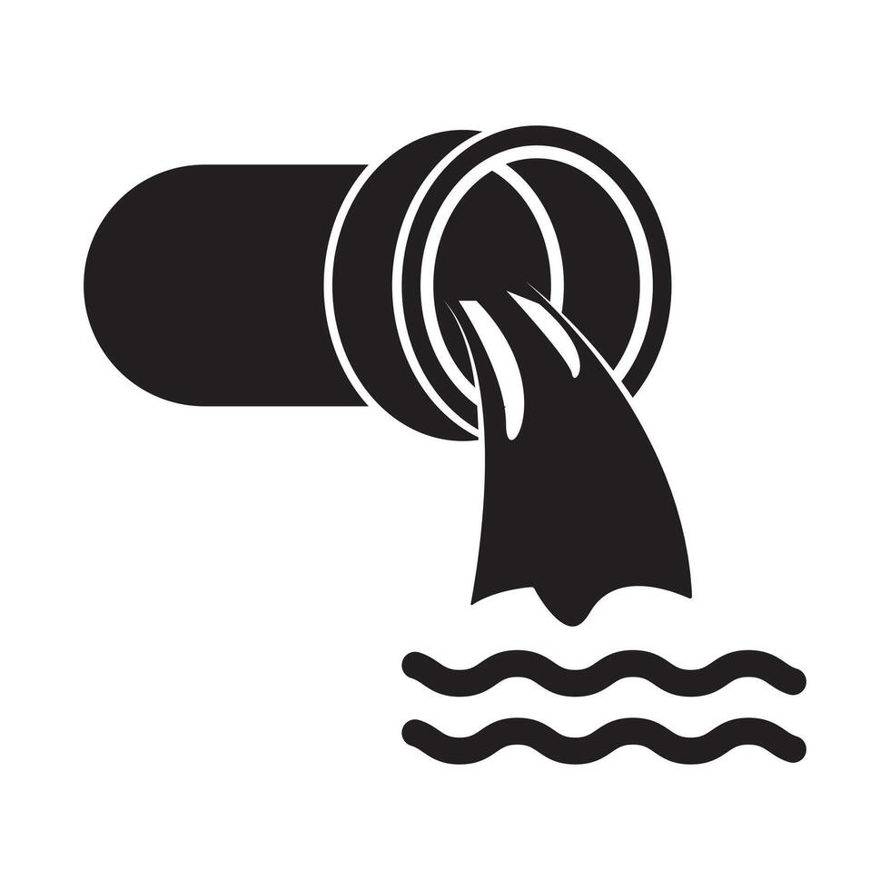 Wastewater icon. sewage waste pipe vector symbol. plant disposal water drainage sign.