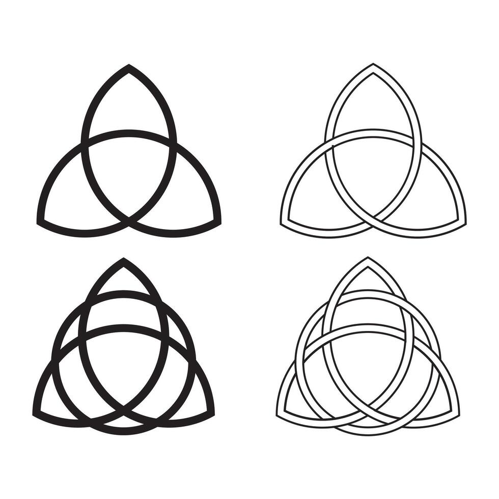 Triquetra symbol set of Celtic trinity knot. Triquetra Celtic Knot glyph icon. Celtic Knot symbol. Trinity sign. vector icon