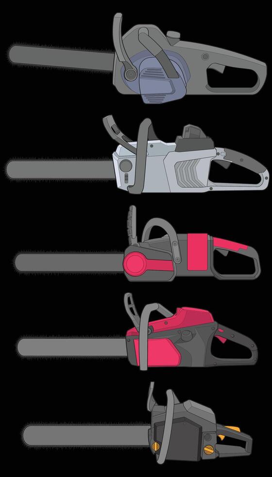 Bundling set of Chainsaw isolated illustration, vector art, Chainsaw vector, petrol chain saw, modern chainsaw, art concept, vector.