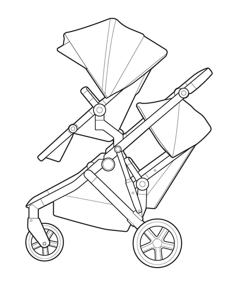 vector of baby stroller isolated on white background. Vector illustration of a sketch style.