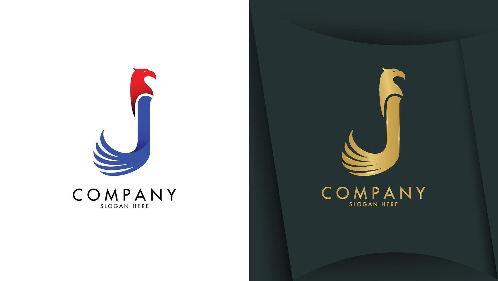 Letter j logo with eagle head in minimalist style vector