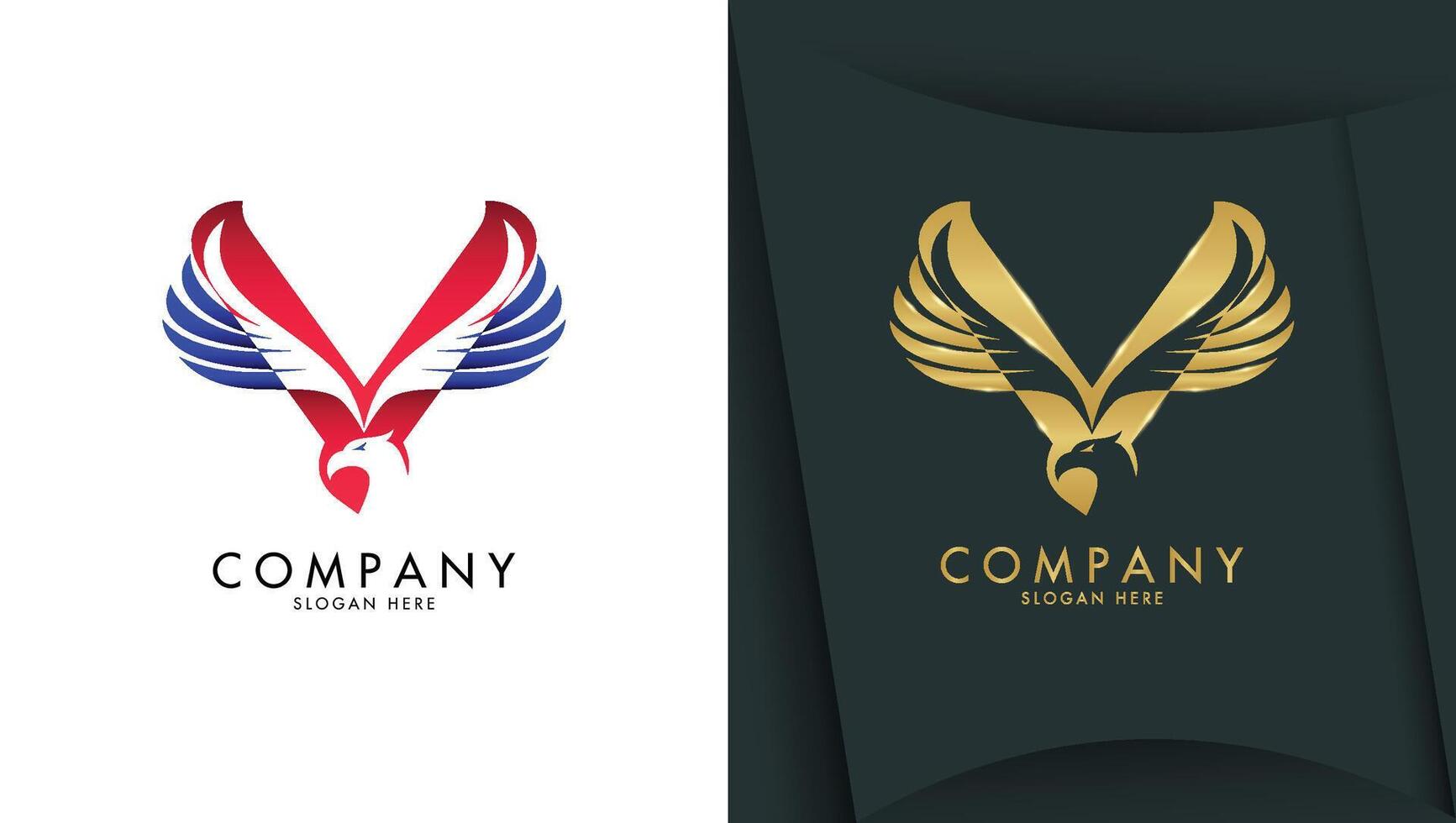 Letter v logo with eagle head in minimalist style vector