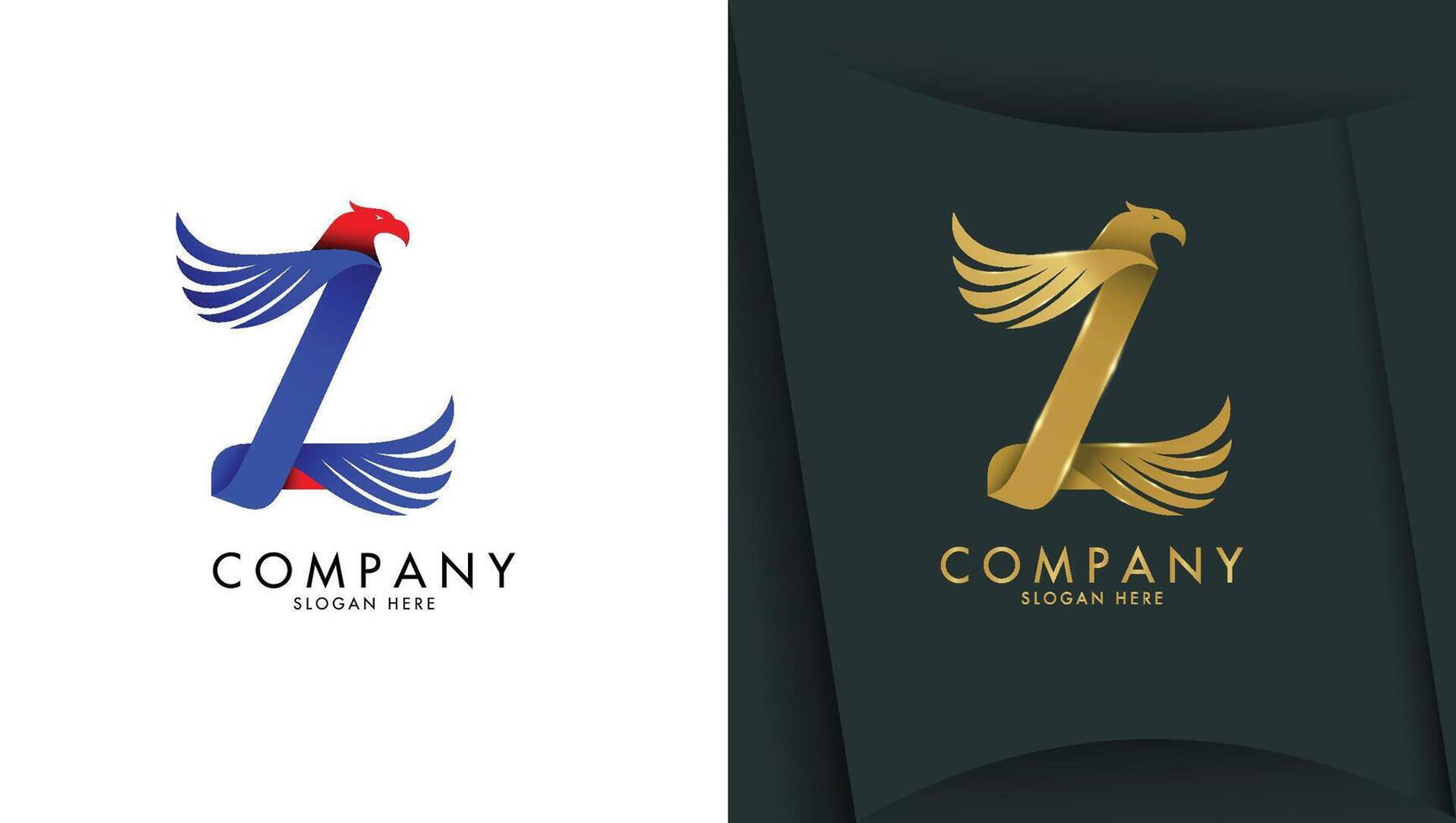 Letter z logo with eagle head in minimalist style vector